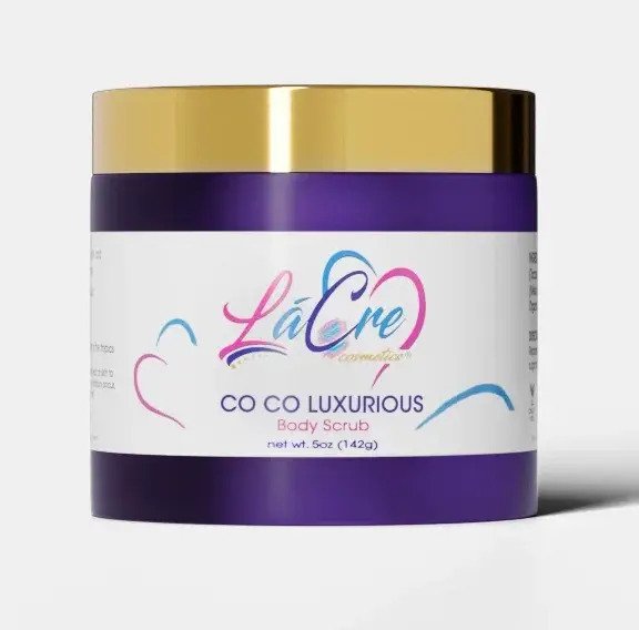 Purple and gold jar of LaCre Co Co Luxurious Body Butter.