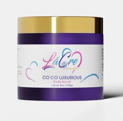 Purple and gold jar of LaCre Co Co Luxurious Body Butter.